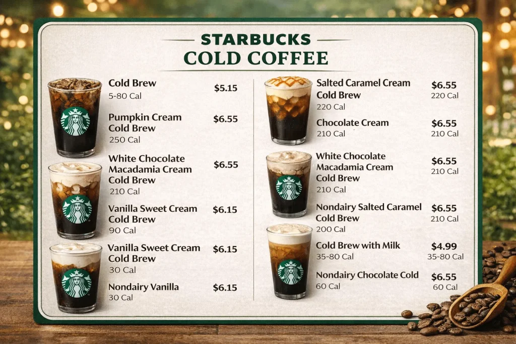 Starbucks cold coffee menu and prices