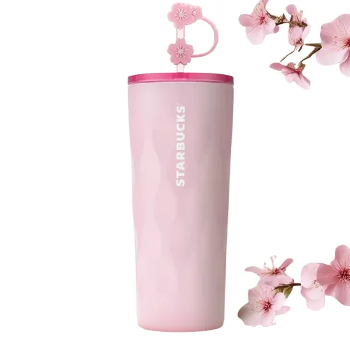 Pink Ripple Cold Cup 20oz with Straw Topper