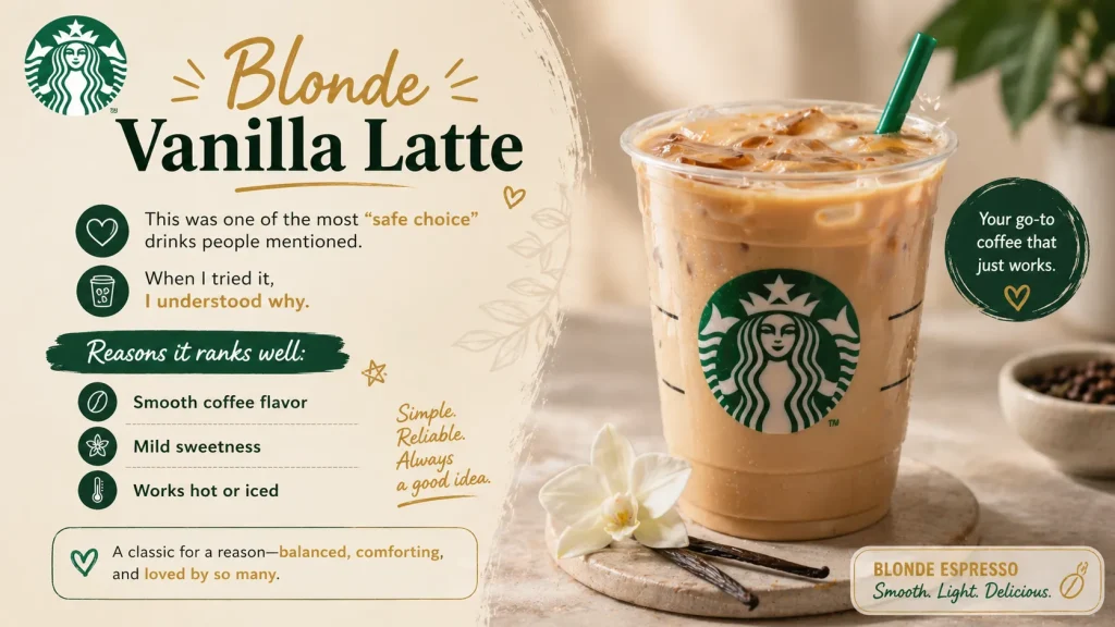 Best drinks at starbucks (Blonde Vanilla Latte)
