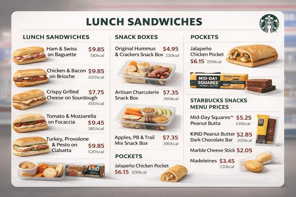 Starbucks Lunch Menu With Prices