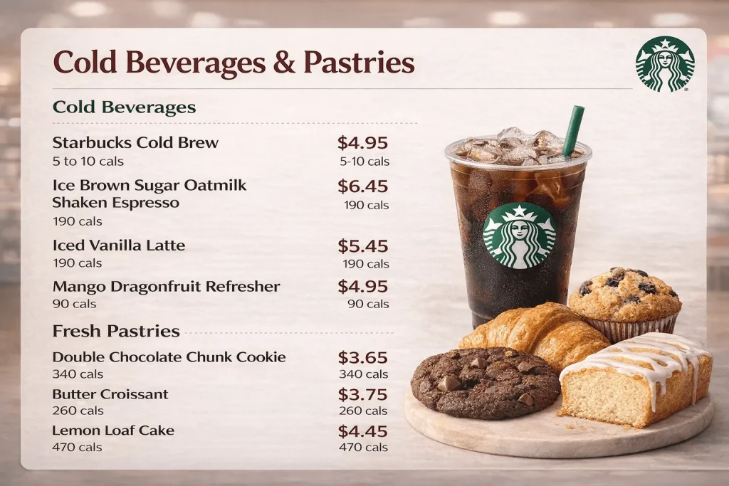 Starbucks Menu Cold Beverage