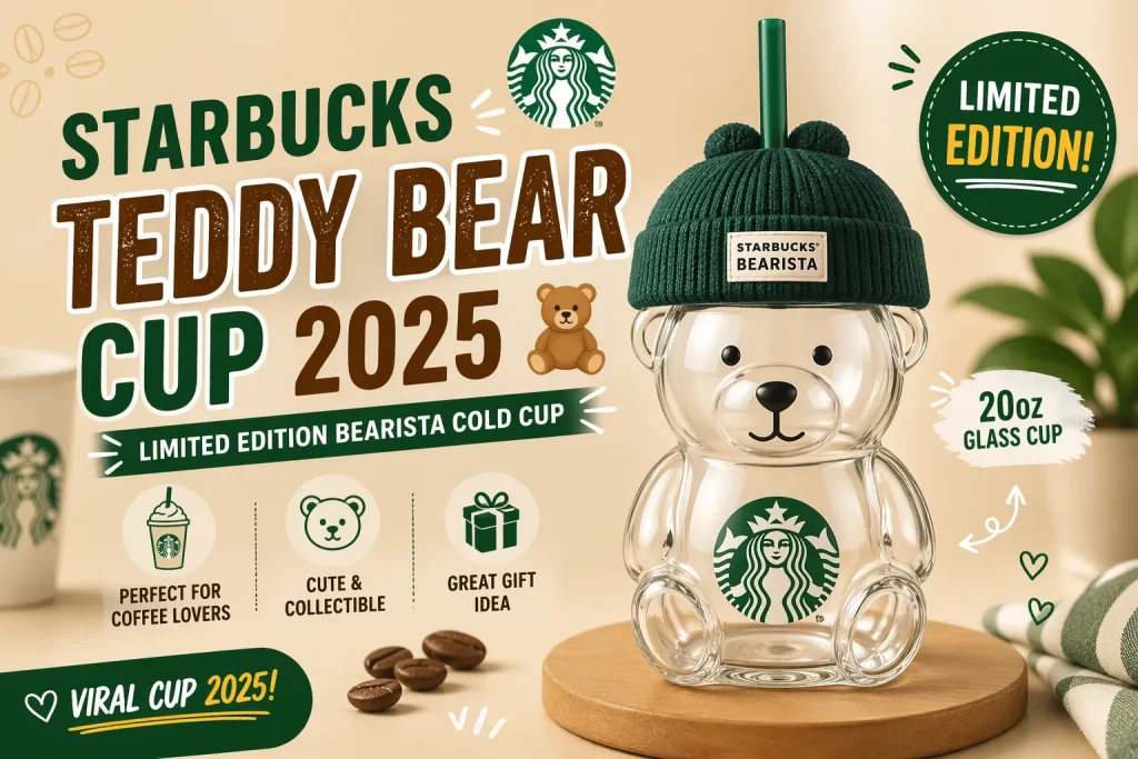 teddy bear starbucks cup canada