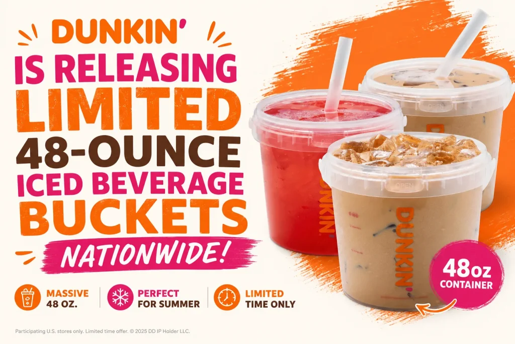 Dunkin' Is Releasing Limited 48-Ounce Iced Beverage Buckets Nationwide