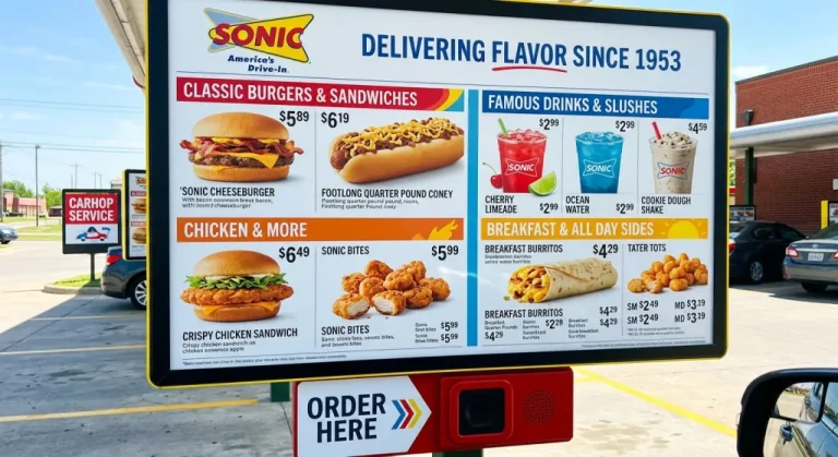 Sonic Menu with prices