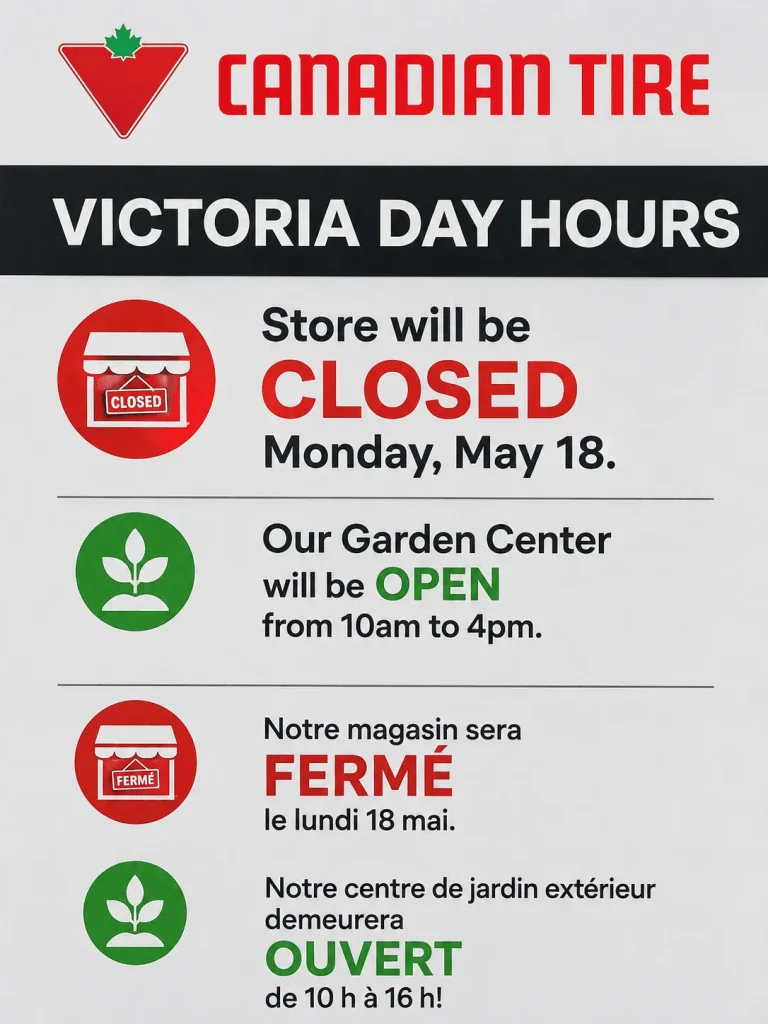 is canadian tire open on victoria day