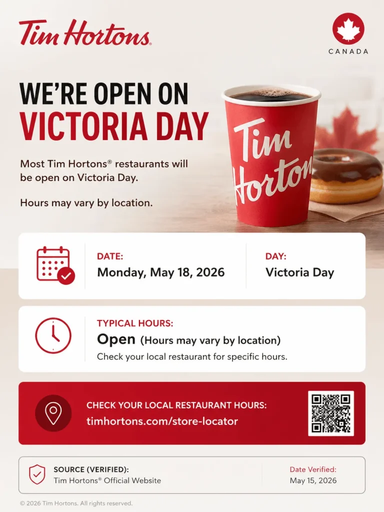 is tim hortons open on victoria day