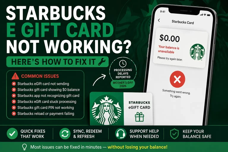 starbucks e gift card not working