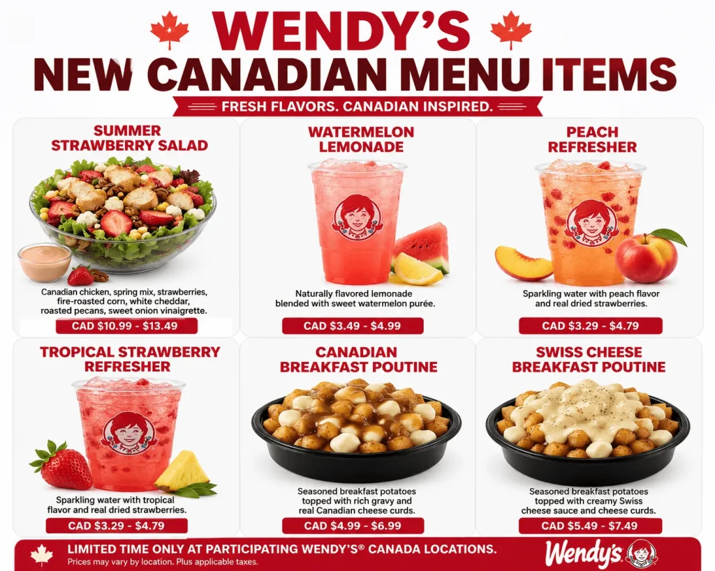 wendy's new canadian menu items