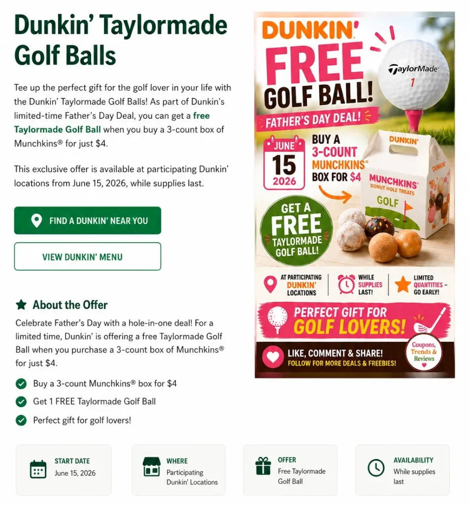 Dunkin TaylorMade Golf Balls