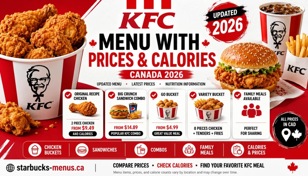 KFC Menu with Prices & Calories